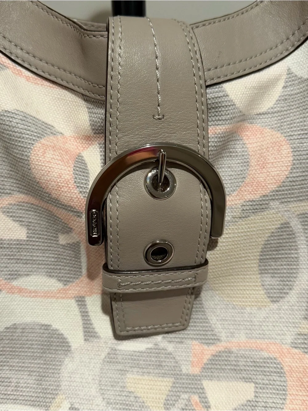 Coach SoHo Optic Lynn Signature Hobo Bag with Leather Trim
